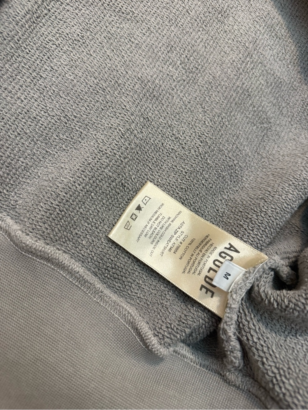 NWT AGOLDE Asta Oversize Cropped Bomber jacket Sweatshirt in Light Gray - Picture 6 of 7